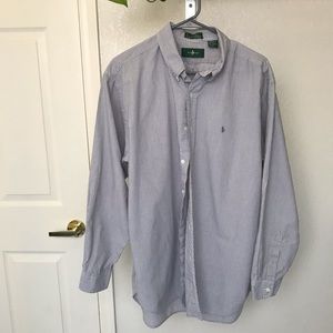 Hunt’s Club Mens Gray Striped Dress Shirt